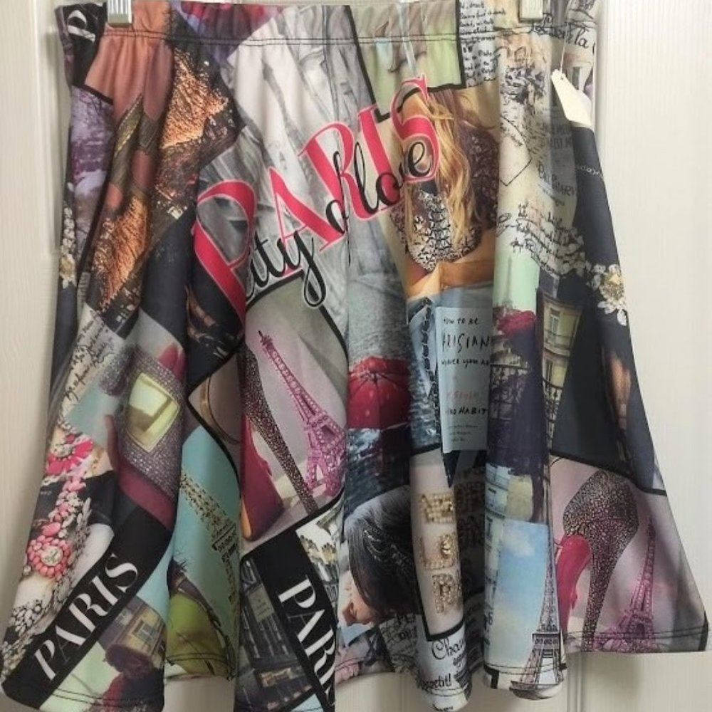 Paris City of Love Print Mini Skirt